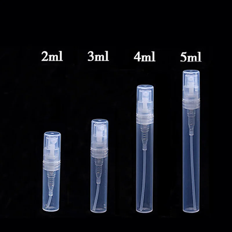 

50pcs 2ml 3ml 4ml 5ml plastic Refillable bottle dull polish translucence Sample spray perfume bottle