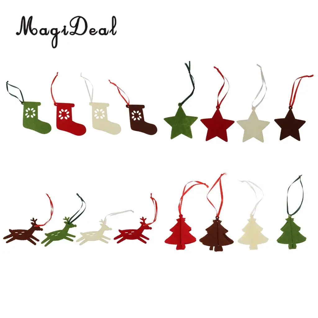 

MagiDeal Lovely 4x Merry Christmas Hanging Tags Xmas Tree Ornament Christmas Stocking for Mantle Window Door Wall Decor Gifts