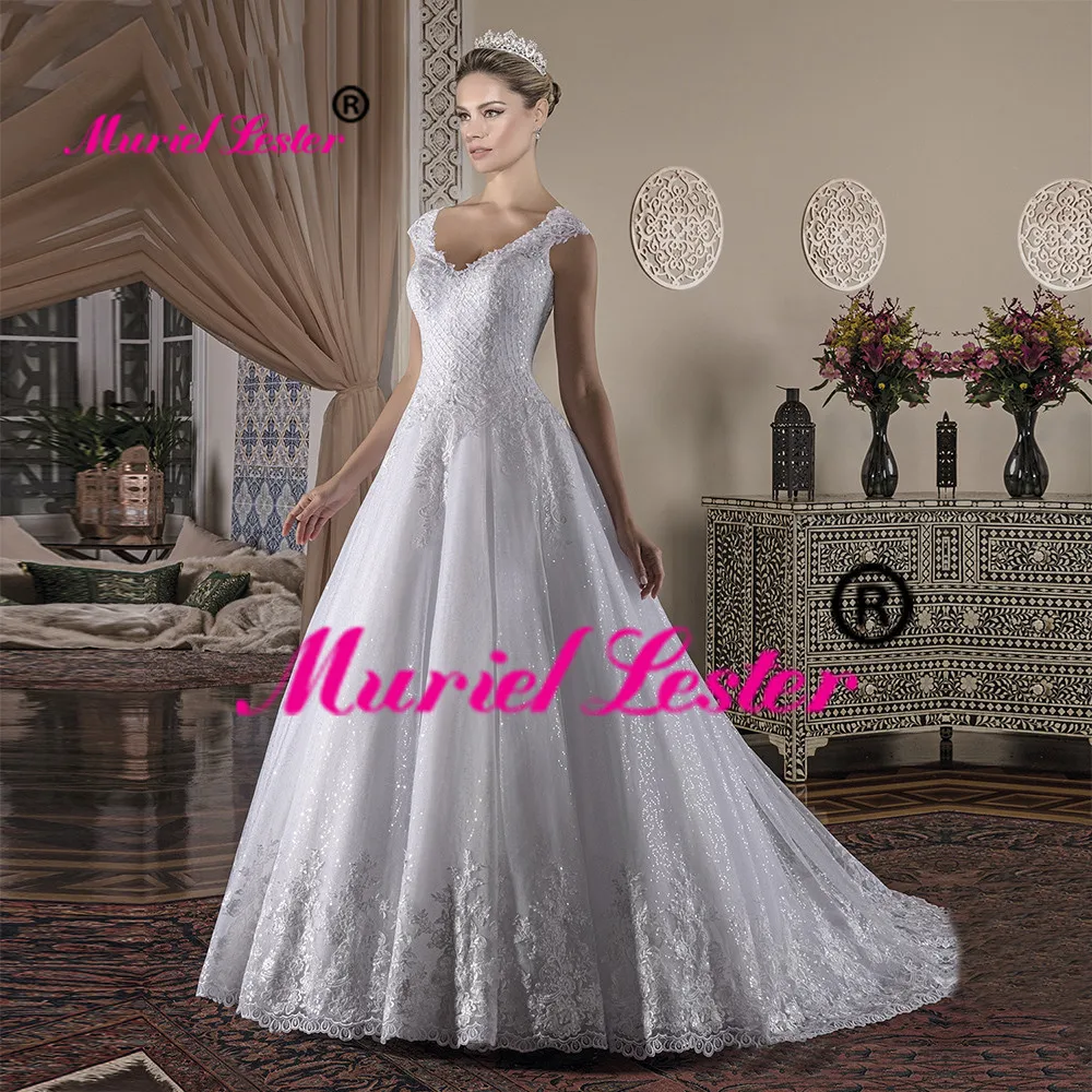Muriel Lester халат де mariée 2019 кристаллы бисер роскошные свадебное платье 2018 кружево аппликации для свадебных платьев линия es