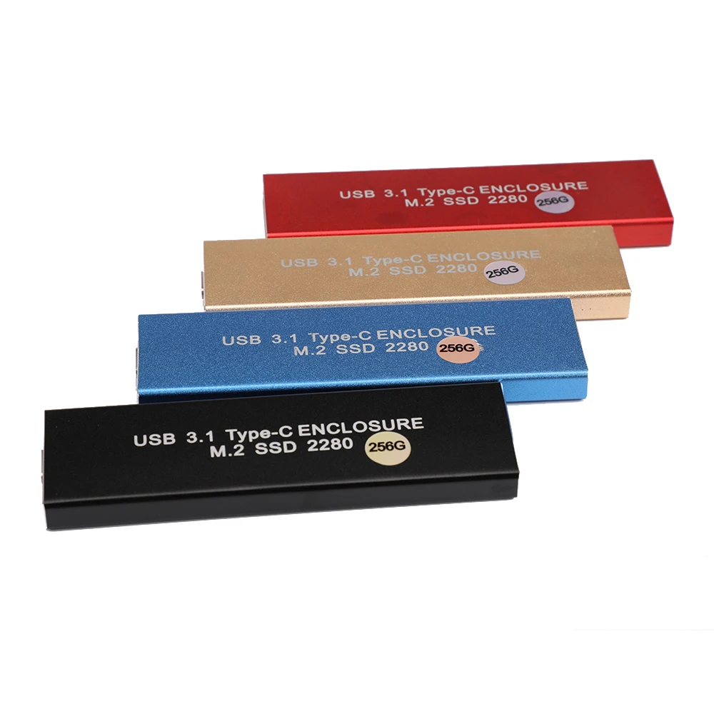 

256GB External Solid State Drives SSD USB 3.1 Type-C to NGFF M.2 SSD 256G Hard Disk Box for Mobile Hard Drive Storage Devices PC
