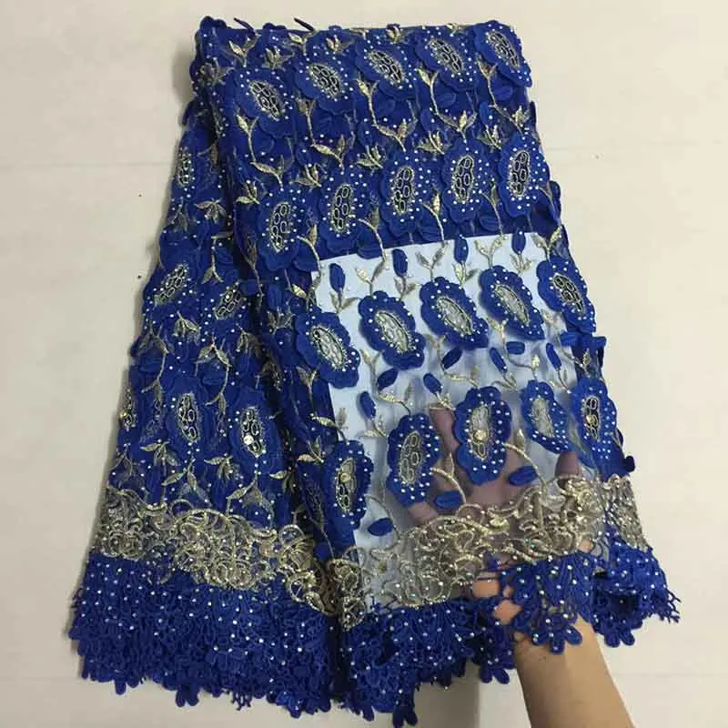 3D африканская кружевная ткань вышитое кружево в нигерийском стиле ткань драгоценные камни высокого качества французский Тюль Кружева для синего цвета женское платье