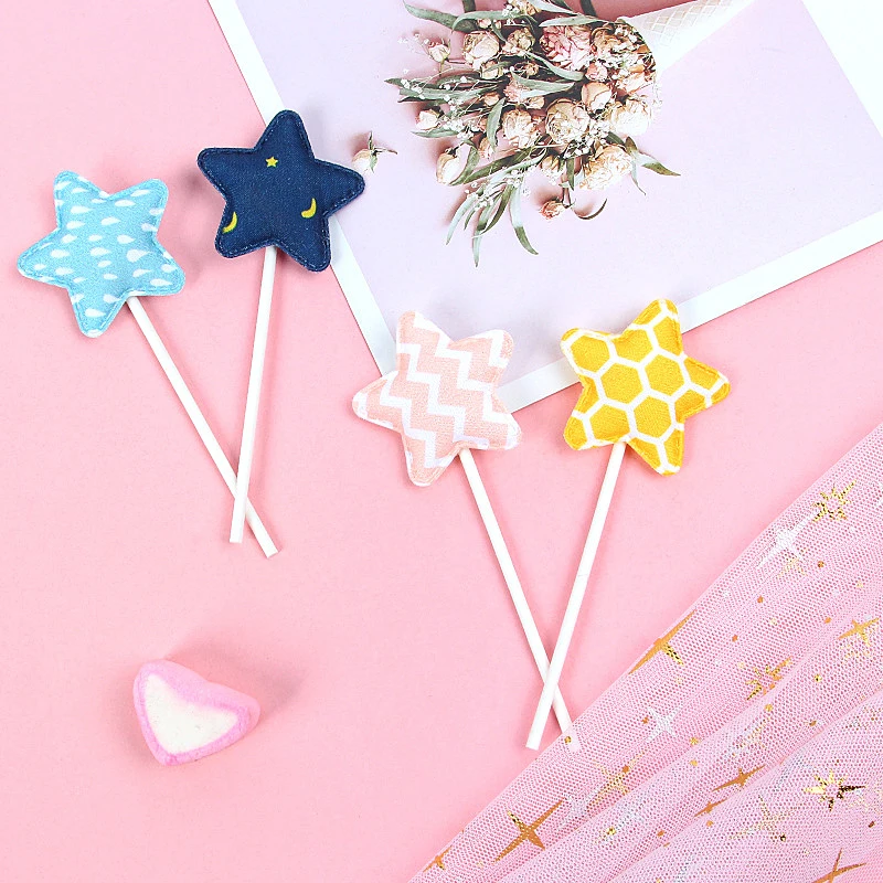 

1 Set=2Pcs Cloud Star Happy Birthday Topper for Birthday Cake Deocration Pearl Stars Cloth Cloud Pink Yellow Blue Wedding Decor