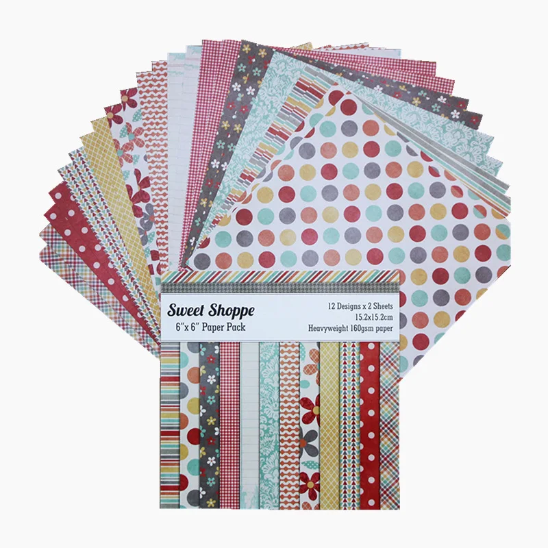 

24pcs/Pack 6*6inch Sweet Shoppe Patterned Paper Pack for Scrapbooking DIY Happy Planner Card Making Journal Project