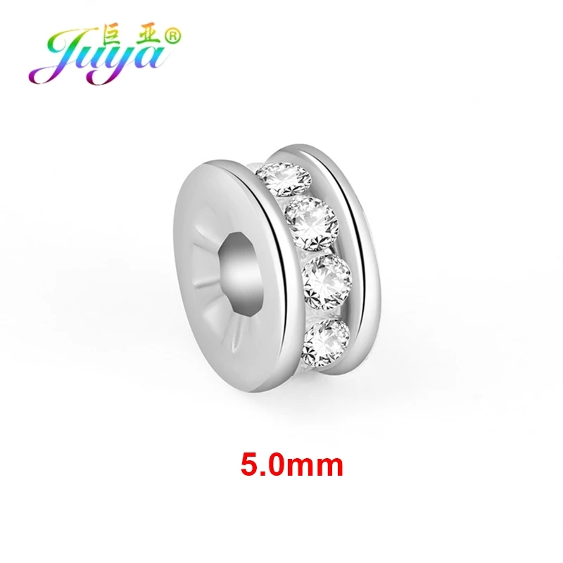 White Gold 5 мм 7 мм 8 мм 9 мм 10 мм бусины ручной работы круглые отверстия металлические разделительные бусины аксессуары для DIY натуральные камни украшения из бисера - Цвет: White Gold