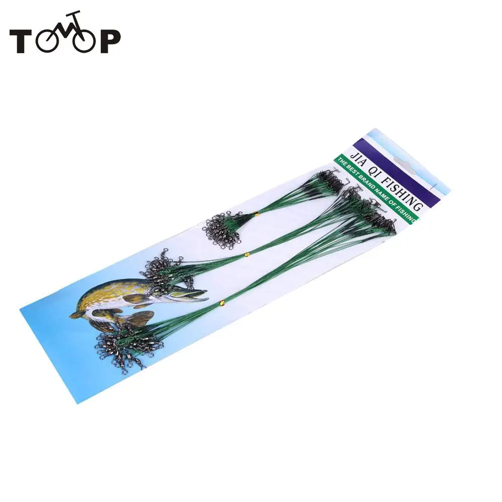 

High Quality 72pcs Green Fishing Lure Line Trace Wire Leader Swivel Tackle Spinner Shark Spinning 15/20/28cm Pesca