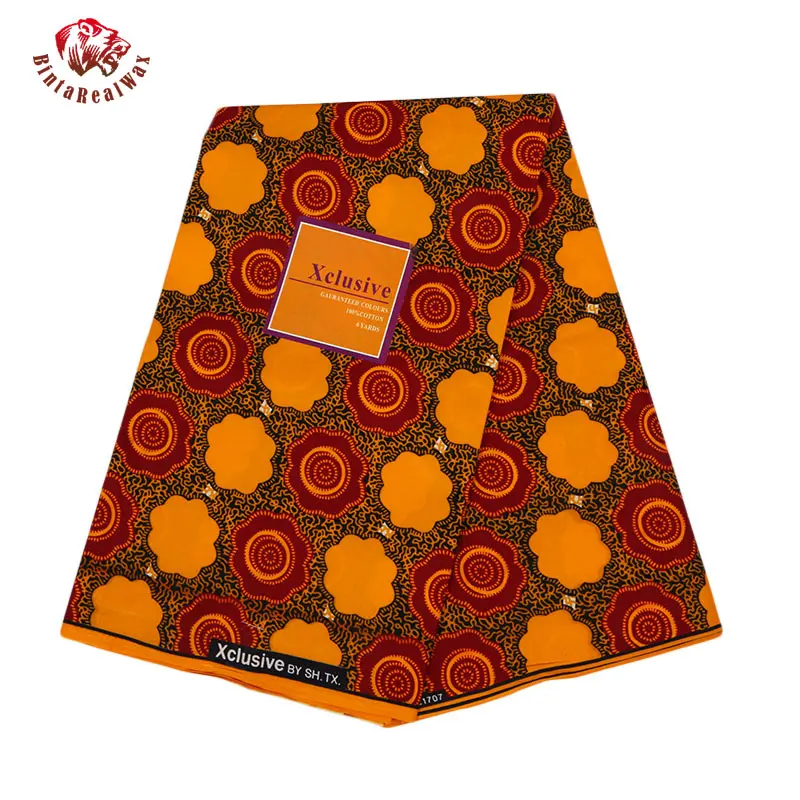 

New Polyester Wax Prints Fabric 2019 Ankara Binta Real Wax High Quality 6 yards African Fabric for Party Dress pl688