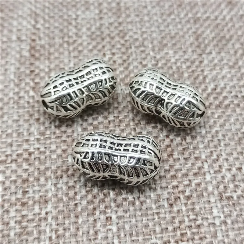 925 стерлингового серебра арахисовые бусины 3D для браслета ожерелье|Бусины| |