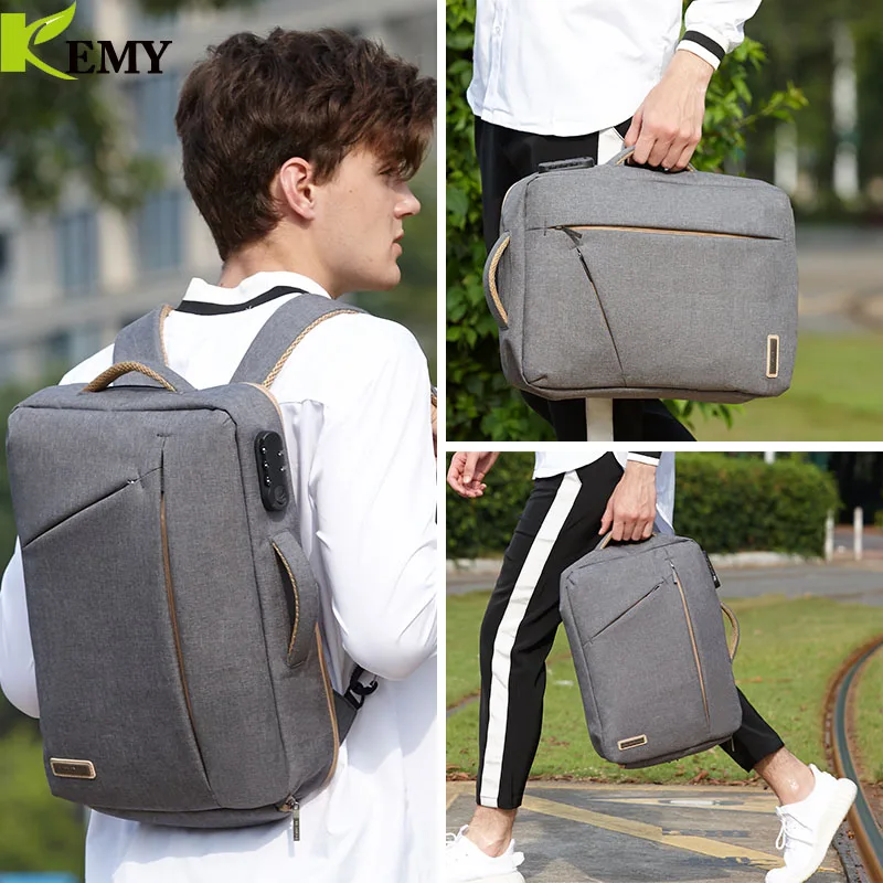 

KEMY External USB Charge Laptop Backpack Waterproof Rucksack Notebook Computer Bag 15.6 Inch for Women Men School Bag