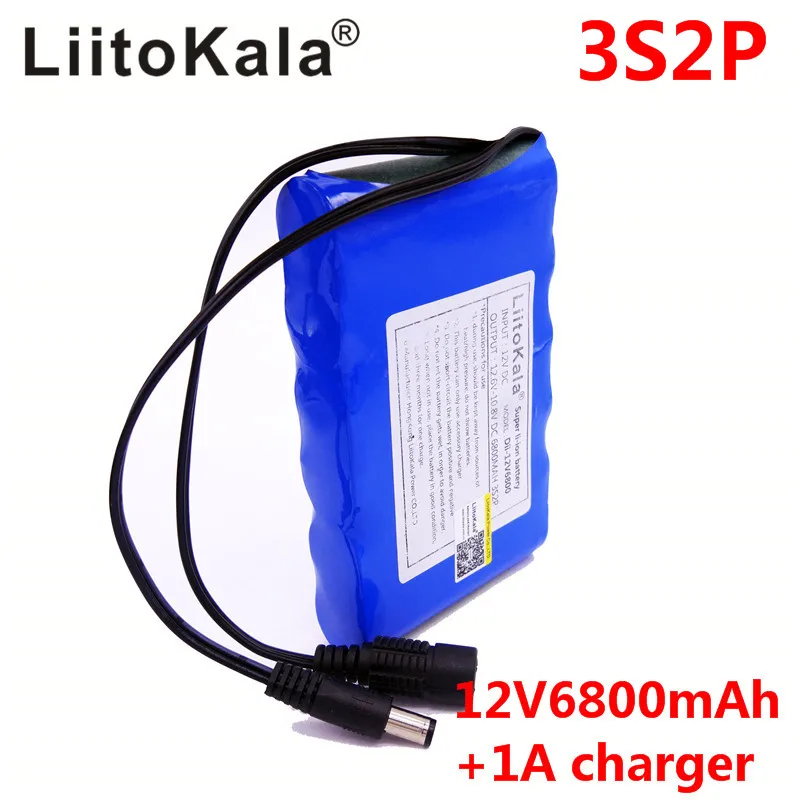 HK LiitoKala Высокое качество DC 12V 6800mAh 18650 Li Ion аккумуляторная батарея зарядное