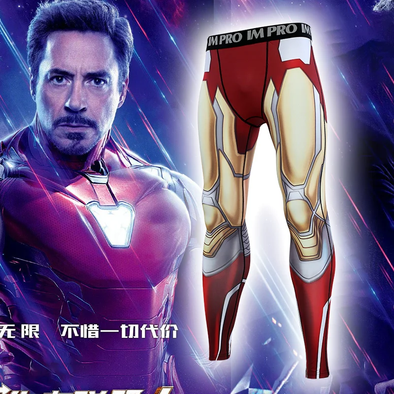 Avengers: Endgame Costume Iron Man Tony Stark Pants Cosplay Costumes Top Men Tights Sports Love You Three Thousands Times