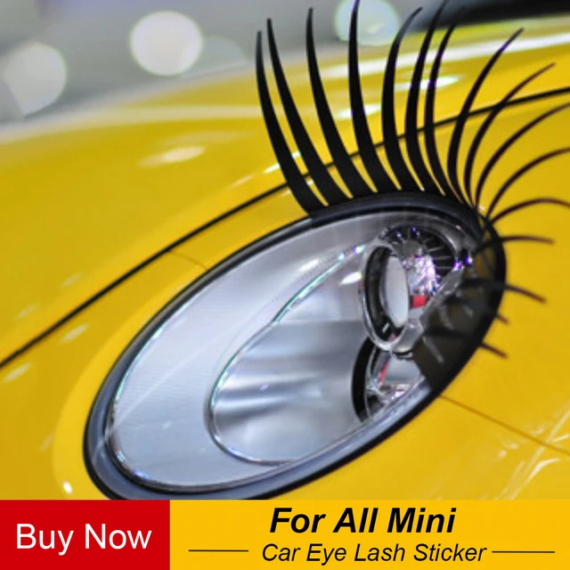 2 stücke Auto 3D Schwarz Falsche Wimpern Gefälschte Wimpern Aufkleber Auto  Scheinwerfer Dekoration Aufkleber Für Mini Cooper Eine JCW S Auto-Styling -  AliExpress