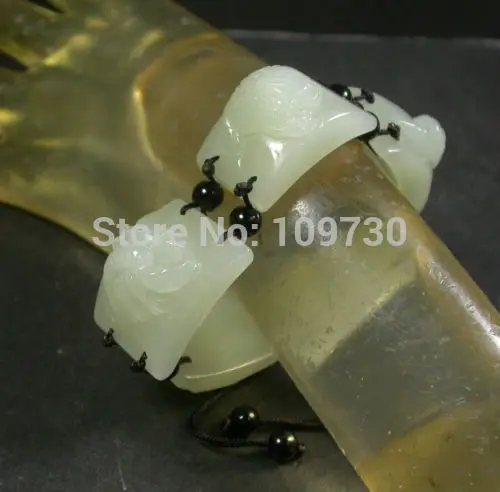 

00956 Certified 100% Natural Hetian Nephrite Jade Bead Beads Bangle Bracelet