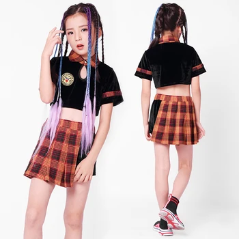 

Children'S Jazz Dance Costume Kids Hip Hop Dress Girl Street Dance Costume Cheerleading Costume Girls Performance Outfit DQL013