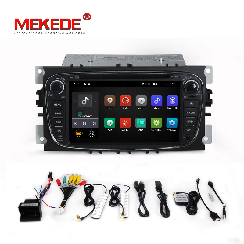 

1024x600 HD 2 din Android 7.1 Quad Core Car DVD Player GPS Navi for Ford Focus Mondeo Galaxy with Audio Radio Stereo Head Unit