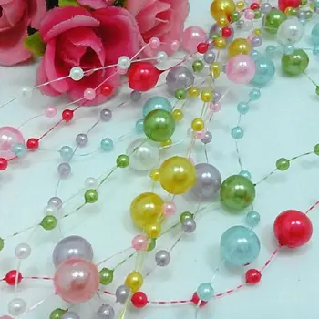 

6M/Set 9 Colors Fishing Line Artificial Pearls Beads Chain Garland Flowers For Wedding Party Home Decoration C22
