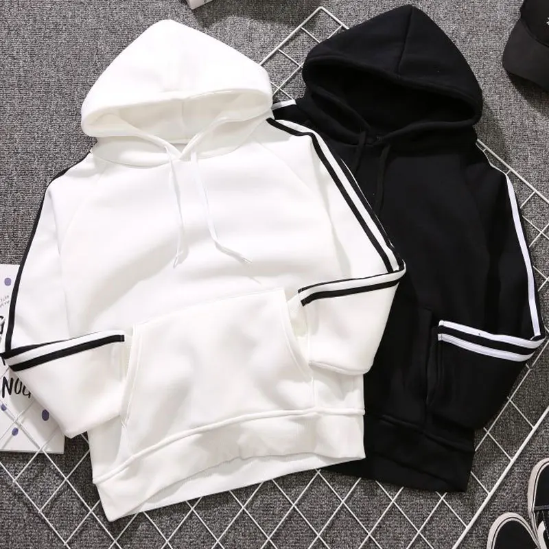 

DAIFUN 2019 Spring Autumn Fashion Women Hoodies Long Sleeve Loose Casual Gilrs Stripe Female Pullover Sweatshirt JMD053-B65