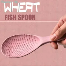 Творческий мультфильм вынос руля рыбы ложка с ложка из пшеничной соломы ложка для риса Кухня инструмент экологической здоровья пшеничное волокно Lucky