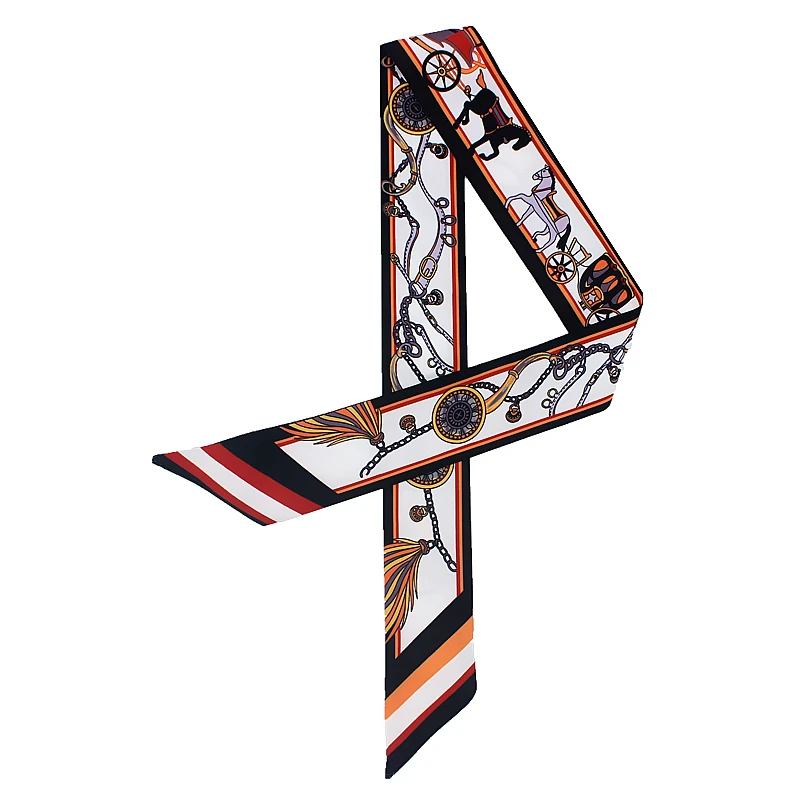 Silk Skinny Scarf Women 2019 Fashionable Hair Scarfs Tie Lady Ribbons Collar Neck Bag Strap Scarves Print Brand