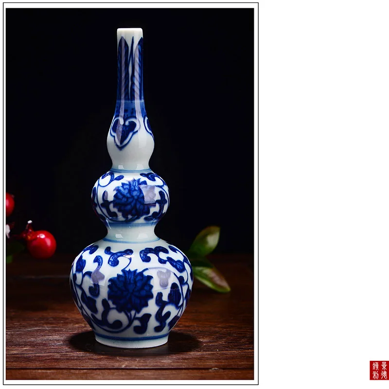 Цзиндэчжэнь Античная ручная роспись синий и белый керамическая Маленькая ваза предметы мебели китайский творческий цветок аранжирование