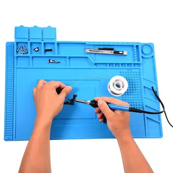 

45x30cm Heat Insulation Silicone Pad Desk Mat Maintenance Platform For Soldering Repair Station with Magnetic Section
