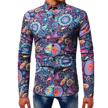 Мужская модная блузка с принтом, мягкие и удобные повседневные облегающие рубашки с длинным рукавом, топы L50/0212