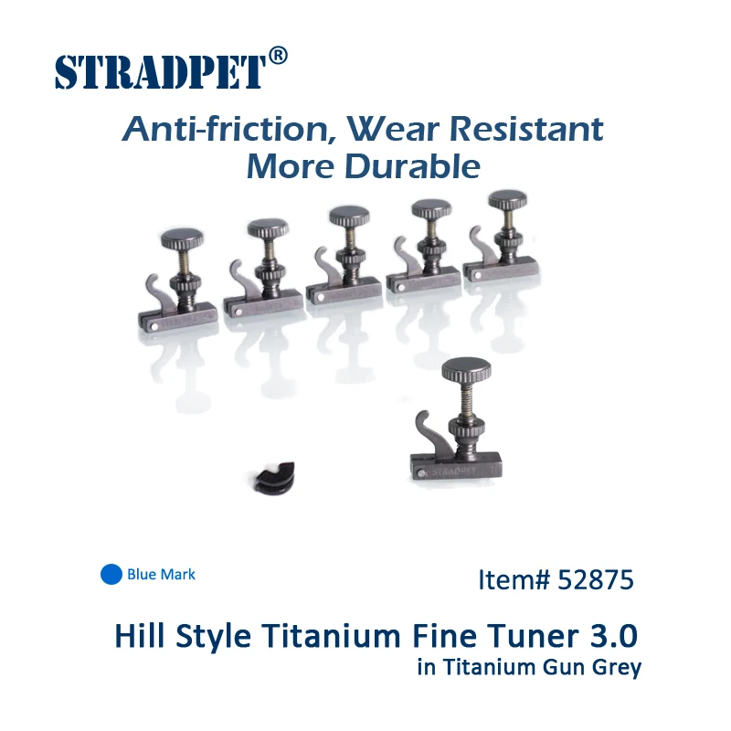 

STRADPET British/Hill Style Titanium FineTuner 3.0 with Special Alloy Bolt in Gun Grey, Violin Accessories, Blue Mark