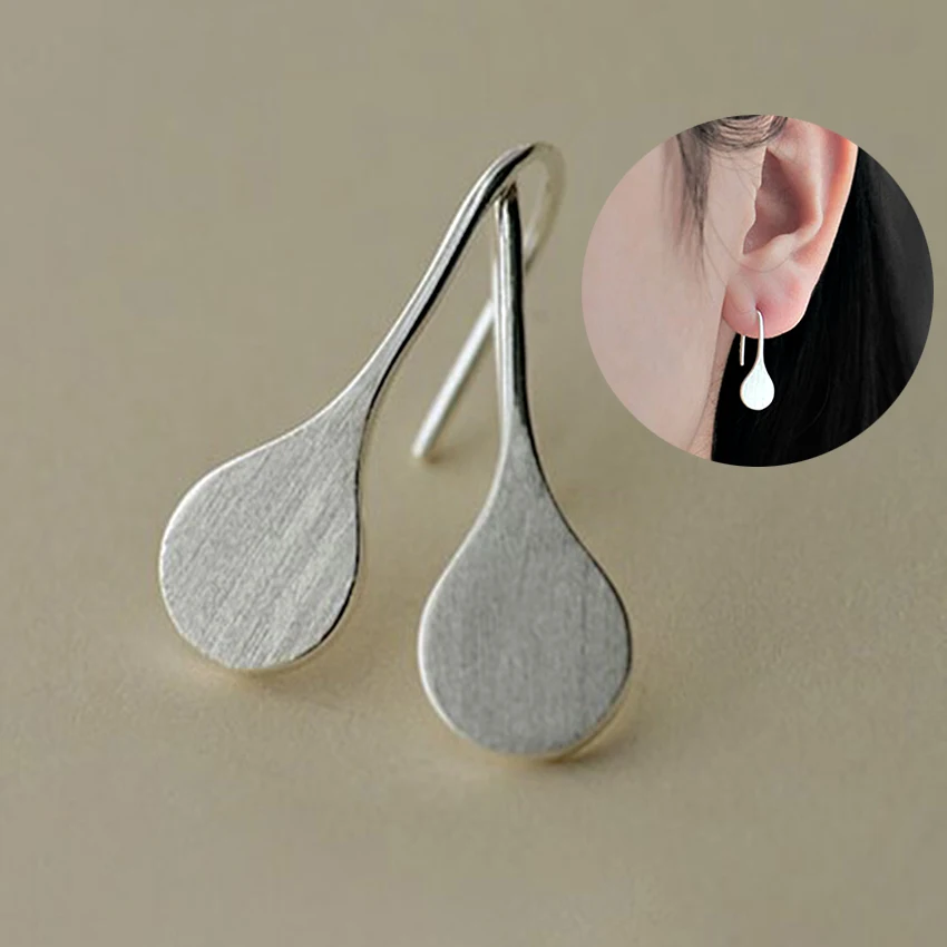 

Kinitial 1pair Fashion 925 Silver Color Water Tear Drop Fashion Retro Vintage Earrings For Women Wholesale Valentine's Day Gift