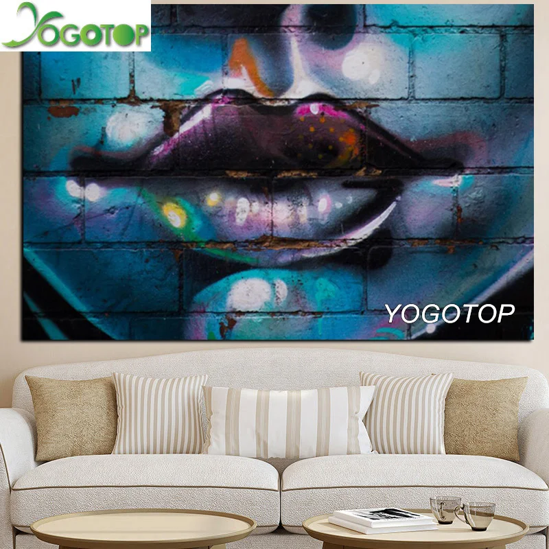 YOGOTOP DIY алмазная живопись граффити Женщины с красными сексуальными губами полный