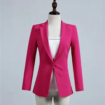 

Spring Fall Formal Ladies Elegant Rose Blazer Women Outerwear Jackets Slim Office Uniform Designs Female Blaser OL Styles Tops