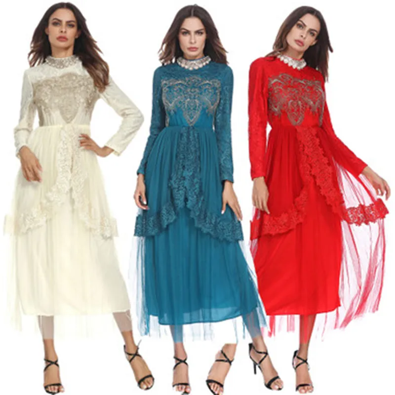 Uphily Dubai Abaya Muslim Full Dress Beautiful Muslim Wedding Dress Robe Musulmane Longue Women