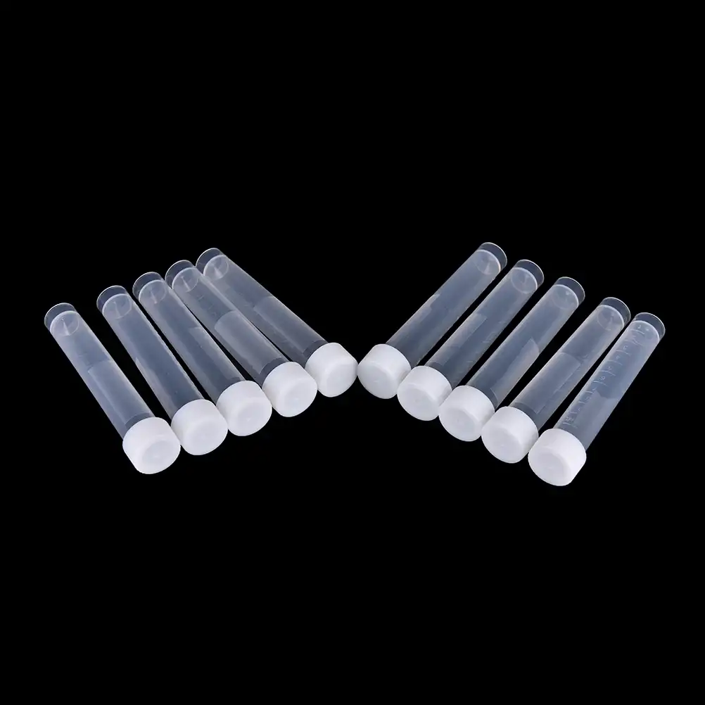 10pcs/lot Plastic Vial Sample Containers Transparent Laboratory Test Tubes With Lids Lab