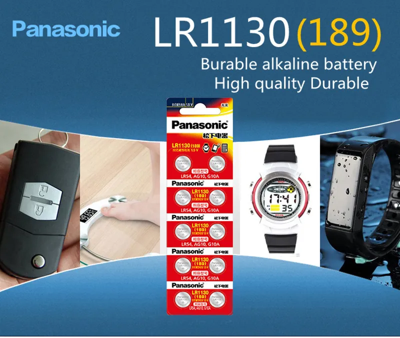 Батарейка Panasonic 1 5 в AG10 LR1130 Щелочная батарейка 389 LR54 SR54 SR1130W 189 батарейки кнопочные 4