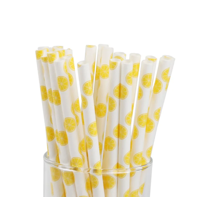 

25pcs/lot Cartoon fruit pattern Paper Straws For Kids Birthday Wedding Decoration Event Party Supplies Creative Mixed Colors