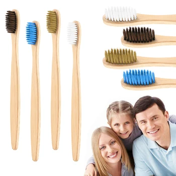 

4Pcs/1 Pc Adults Oral Care Bamboo Handle Eco-friendly Nature Wooden Toothbrush Soft 4 Color Bristle Cleaning Travel Tooth Brush