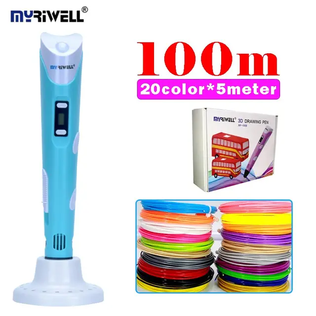 Best Price original myriwell 3D printing pen RP-100B with lcd display 3D pens add 100meter ABS filament  3D drawing pen best gift for kid