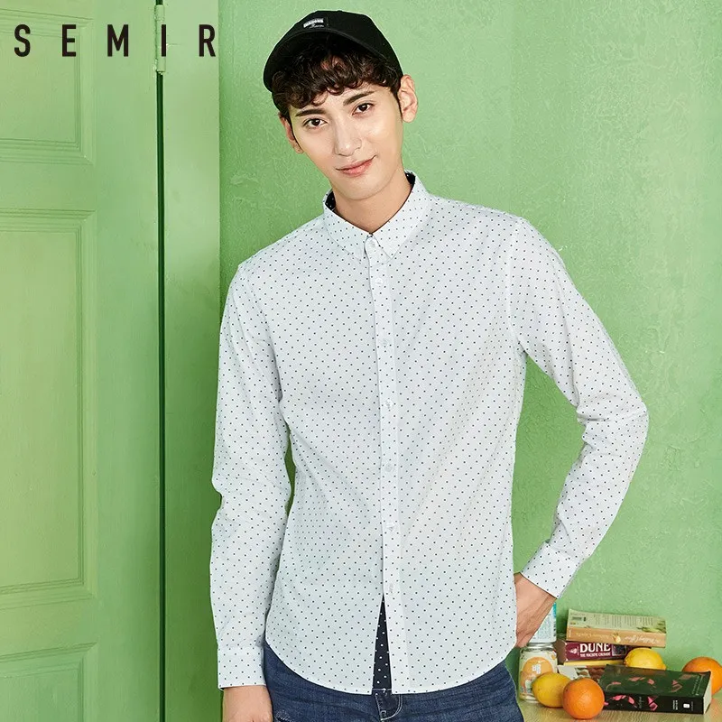 SEMIR рубашка с длинными рукавами для мужчин отворотом в горошек тонкие деловые