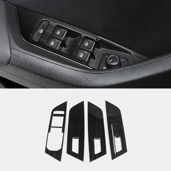 

For Skoda Karoq 2017 2018 LHD Stainless Steel Black Window Glass Lifting Buttons Panel Decoration Trim Car Styling Accessory