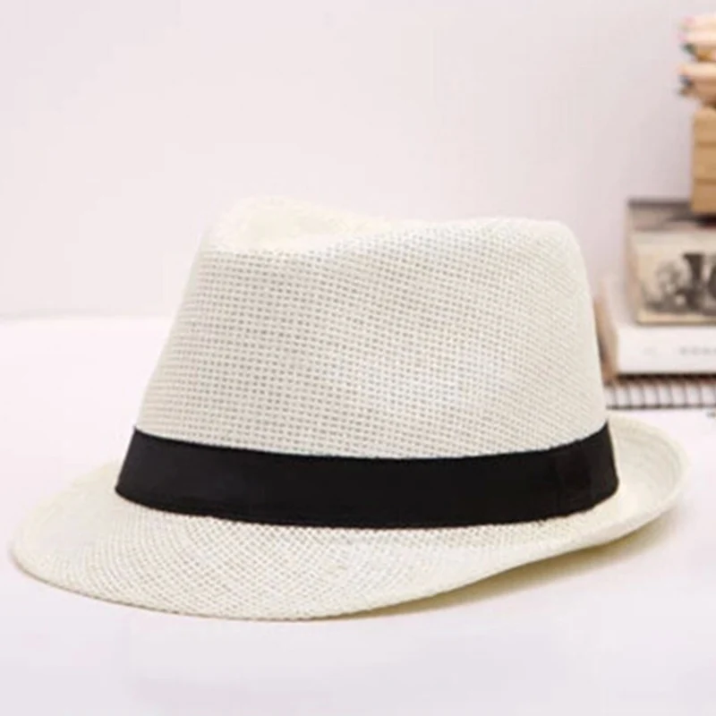 Summer Jazz Straw Hat Women Men Panama Cowboy Trilby Visor Cap Male British  Gangster Caps Female Beach Sun Hats CP0190 (6)