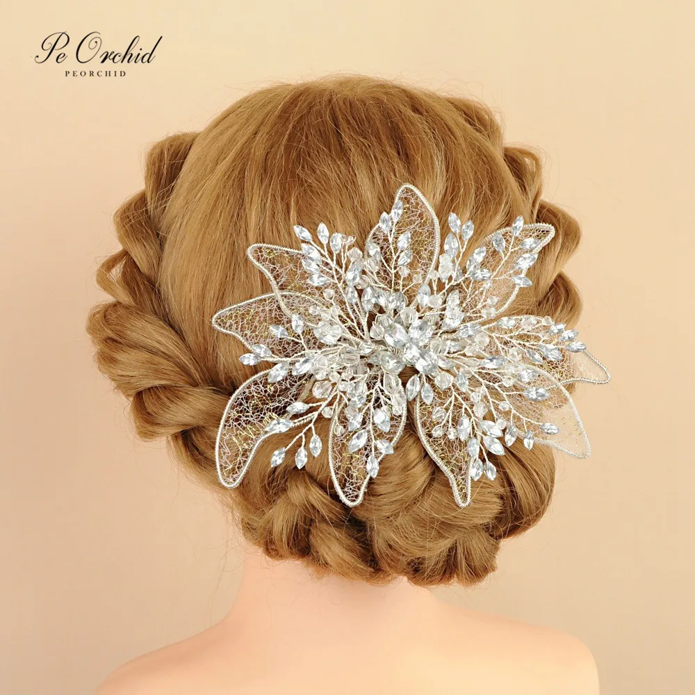 

PEORCHID Crystal Hair Clip Brides Hair Decoration Wedding Hair Pins Rhinestone Bridal Headpieces Accessoire Cheveux Mariage