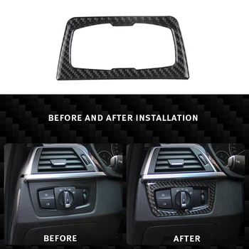 

For BMW F30 F34 320i 3 series Accessories Carbon Fiber Headlight Switch Buttons Decor Cover Interior Trim Car Styling Sticker