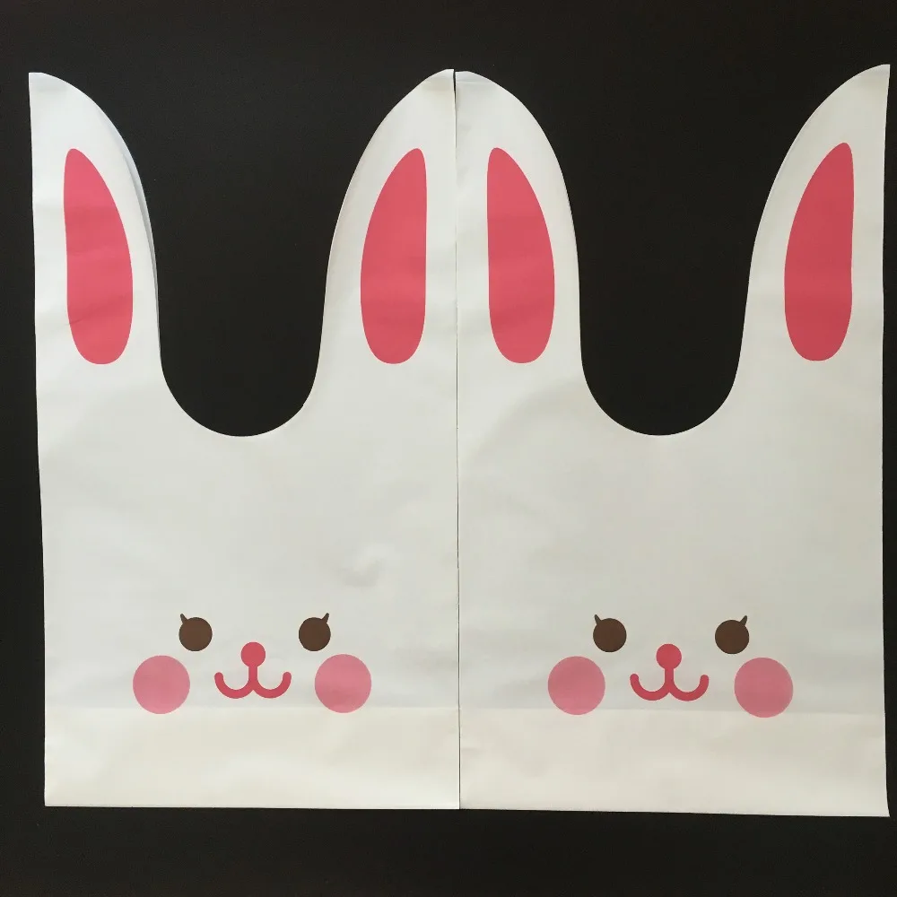 50pcs/lot big size 19*33cm rabbit ear cookie bags plastic candy Biscuit
