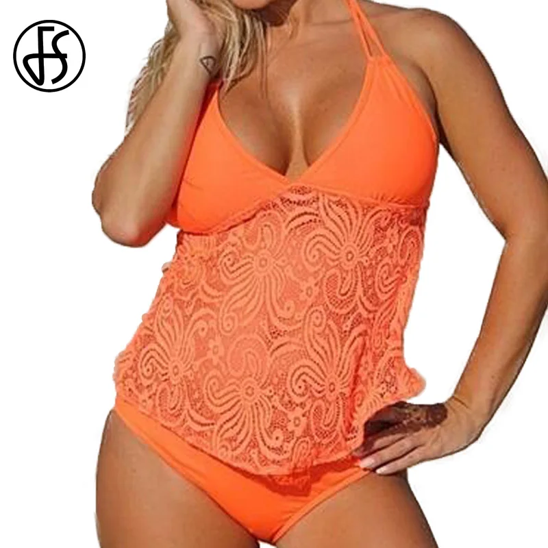 FS Mesh Bow Tie Halter Bikinis Crochet 2018 High Cut Swimsuit Plus Size