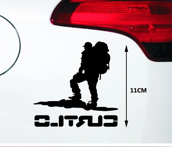 

Small 11CM Mountaineer Hiking Reflective Vinyl sticker Car modified decoration sticker Auto accessories