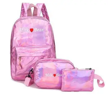 

Joyloading Fashion Shine Laser PVC Shoulders Bag Boys Girls Backpack Set Original