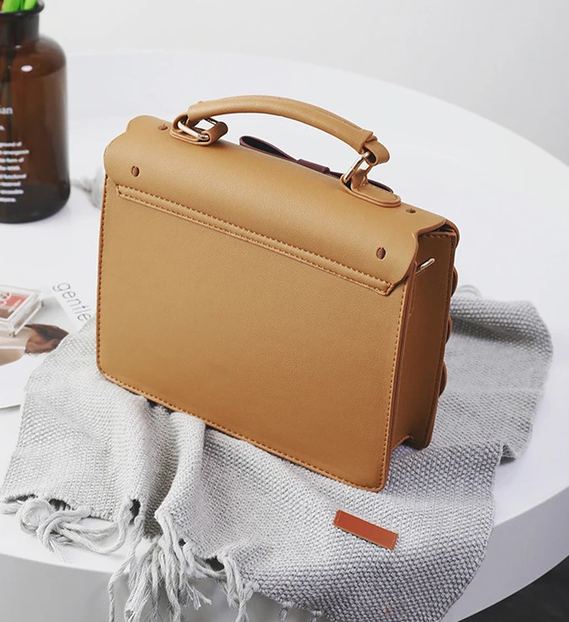 Kawaii Girl Cookie Priting Brown Flap Messenger Bag Bow Lolita Style Pink Handbag Joker Leisure Sweet Scrub PU Shoulder Bag08