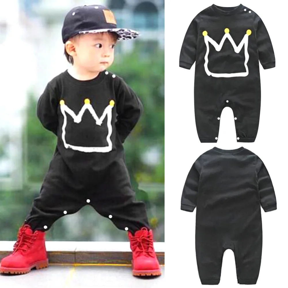 

Newborn Autumn Winter Black Romper Toddler Kids Baby Boy Cotton Romper Jumpsuit Playsuit Clothing Outfit