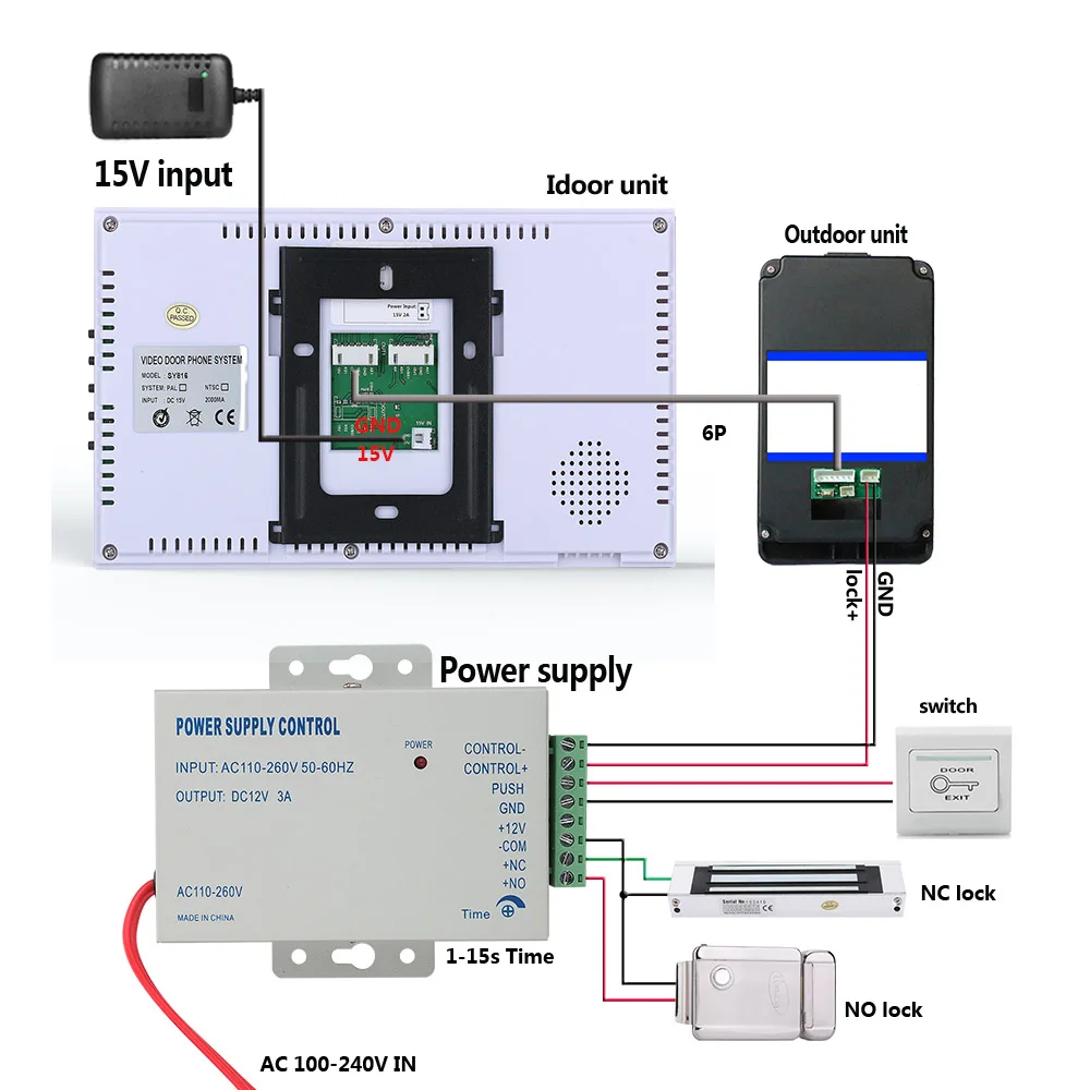 7 "TFT RFID распознавания отпечатков пальцев пароль видео домофон дверной звонок с Ночное Видение видеонаблюдения Камера дома