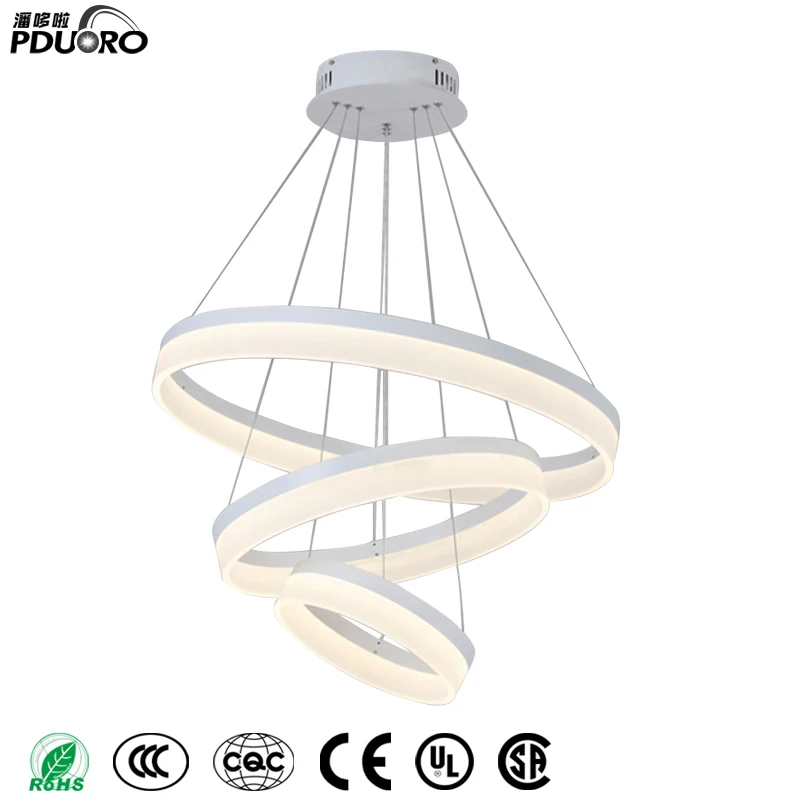

Black White Color Modern pendant lights for living room dining room 3 Circle Rings LED Lighting ceiling Lamp fixtures
