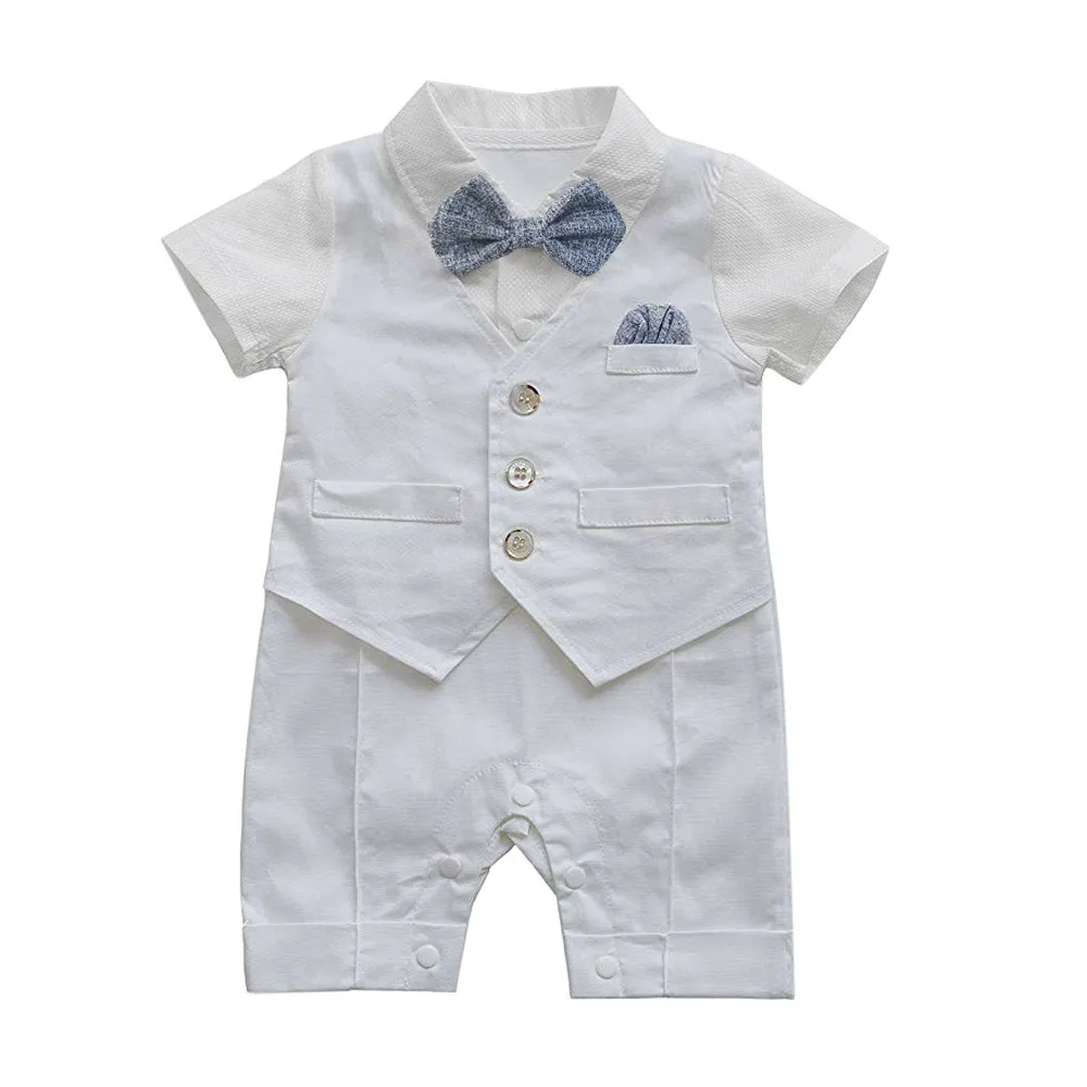 

Infant Baby Boys Gentleman Waistcoat Bowtie Tuxedo Jumpsuit Romper Outfits braga cuello hombre roupas de menino toddler girl set