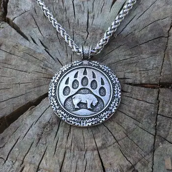

lanseis 1pcs Viking bear paw pendant slavic bear talisman chrm pagan men necklace Nordic pendant.Celt talisman